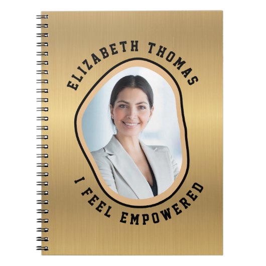 エレガント写真モダン金ゴールドブラック頭が切れることわざ ノートブック (正面)