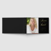 エレガント写真モダン黒人葬儀記念金ゴールド ゲストブック (全面)