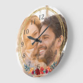 エレガント写真モノグラ結婚ム ラージ壁時計 (傾斜)