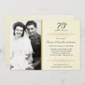 エレガント写真付き75周年記念招待状 招待状 (正面/裏面)
