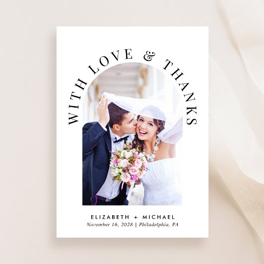 エレガント写真結婚アーチ サンキューカード