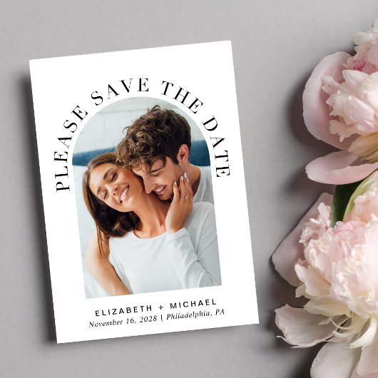 エレガント写真結婚アーチ セーブザデート