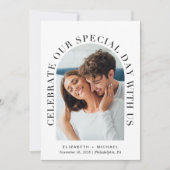 エレガント写真結婚アーチ 招待状 (正面)