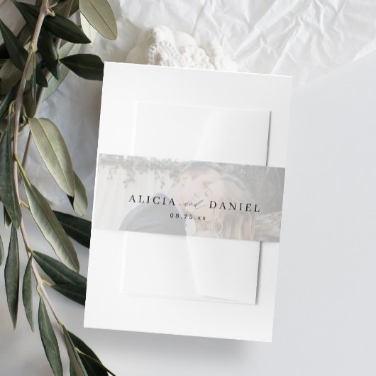 エレガント写真結婚オーバーレイ 招待状ベリーバンド