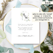 エレガント写真緑結婚色、ミストブルー サンキューカード