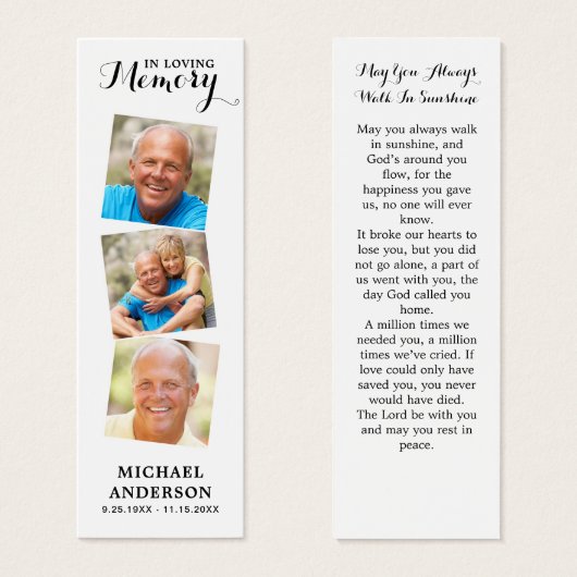 エレガント写真追悼詩ブックマーク (正面&裏面)