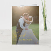 エレガント写真金ゴールド感謝していス結婚ト 箔グリーティングカード (正面)