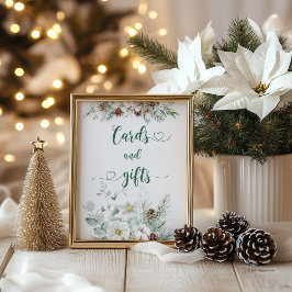 エレガント冬のカードとプレゼント ポスター