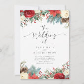 エレガント冬のクリスマス結婚休暇 招待状 (正面)