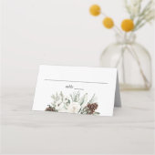 エレガント冬のパイン結婚ズ プレイスカード (正面)