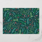 エレガント冬のフローラ結婚したと写真メリー 箔シーズンカード (裏面)