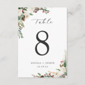 エレガント冬のフローラ結婚のテーブル番号カード 出欠カード (正面)
