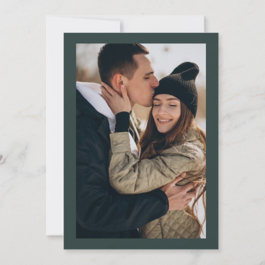 エレガント冬のワンダ結婚ランド緑の写真 招待状 (裏面)