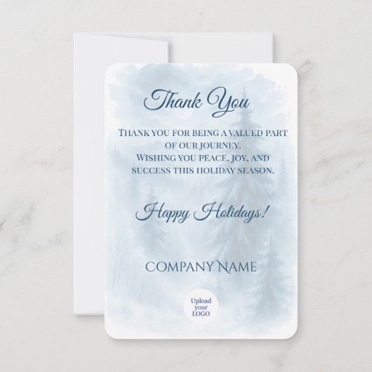エレガント冬の森の企業のホリデーギフト サンキューカード (裏面)