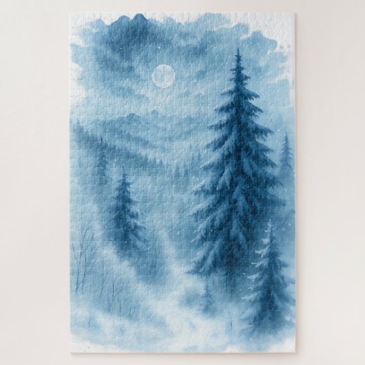 エレガント冬の森の企業のホリデーギフト ジグソーパズル (縦)