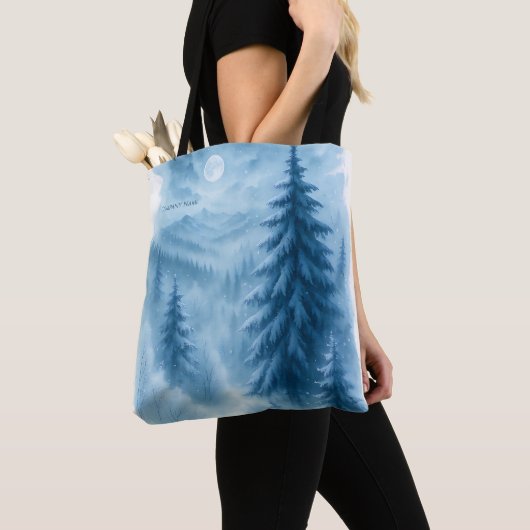 エレガント冬の森の企業のホリデーギフト トートバッグ (クローズアップ)