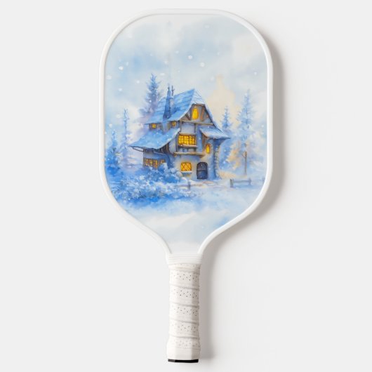 エレガント冬の森の企業のホリデーギフト ピックルボールラケット (裏面)