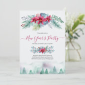 エレガント冬の森の新年のパーティー 招待状 (スタンド正面)