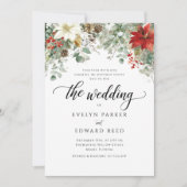 エレガント冬の水の色のクリスマス結婚の 招待状 (正面)