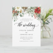 エレガント冬の水の色のクリスマス結婚の 招待状 (スタンド正面)