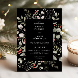 エレガント冬の水の色の緑の黒結婚色 招待状