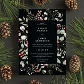 エレガント冬の水の色の緑の黒結婚色 招待状