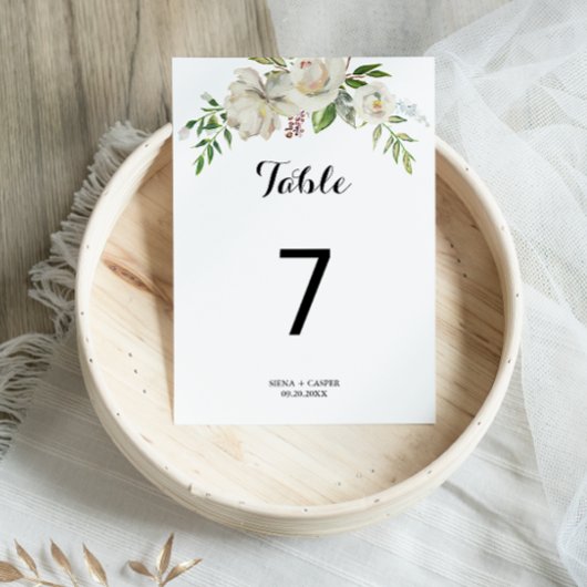 エレガント冬の白い牡丹結婚の テーブルナンバー