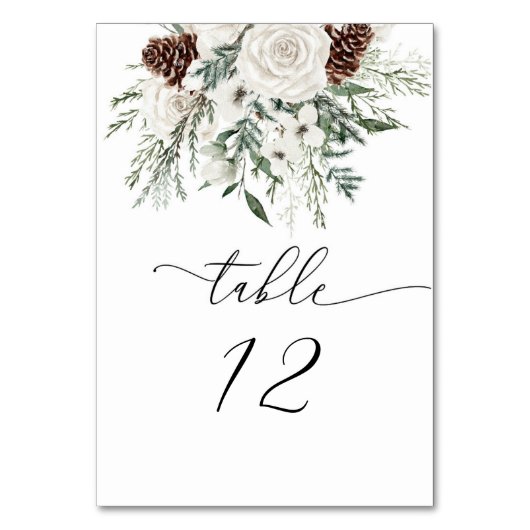 エレガント冬の結婚式テーブル テーブルナンバー (正面)