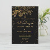 エレガント冬の結婚式フェイク金ゴールド招待状 招待状 (スタンド正面)