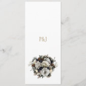 エレガント冬の緑のシックなフローラ結婚メニュー メニュー (裏面)