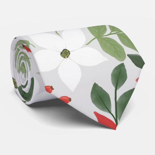 エレガント冬の赤い白のフローラ絵画の ネクタイ (ロール)