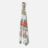 エレガント冬の赤い白のフローラ絵画の ネクタイ (裏面)