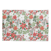 エレガント冬の赤い白のフローラ絵画の 枕カバー (裏面-左)