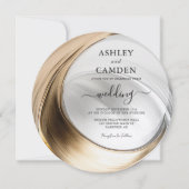 エレガント冬の金ゴールドとシルバー結婚ズ 招待状 (正面)