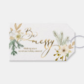 エレガント冬の金ゴールドフローラと松 ギフトタグ (正面(横))