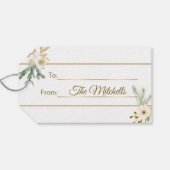 エレガント冬の金ゴールドフローラと松 ギフトタグ (裏面横)