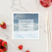 エレガント冬の雪結婚林 スタンダードカクテルナプキン (インサイチュ)
