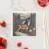 エレガント冬の鹿自然デザイン スタンダードカクテルナプキン (インサイチュ)