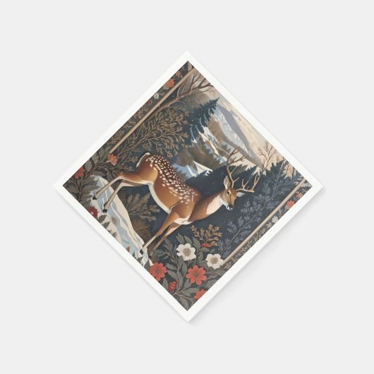 エレガント冬の鹿自然デザイン スタンダードカクテルナプキン (角)
