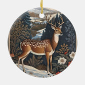 エレガント冬の鹿自然デザイン セラミックオーナメント (裏面)