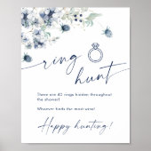 エレガント冬ほこりっぽい青い葉ブライダルシャワー ポスター (正面)