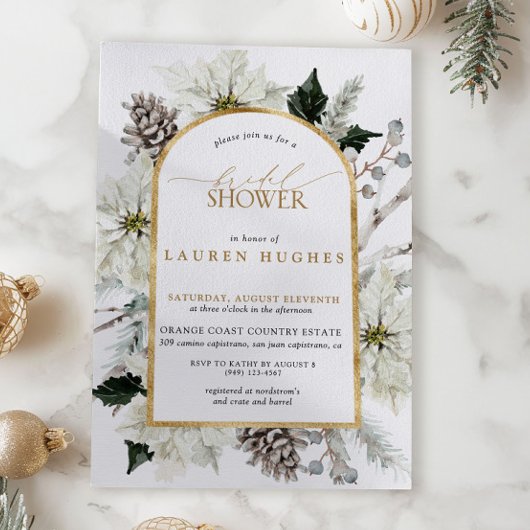 エレガント冬エバーグリーンエレガントブライダルシャワー 招待状