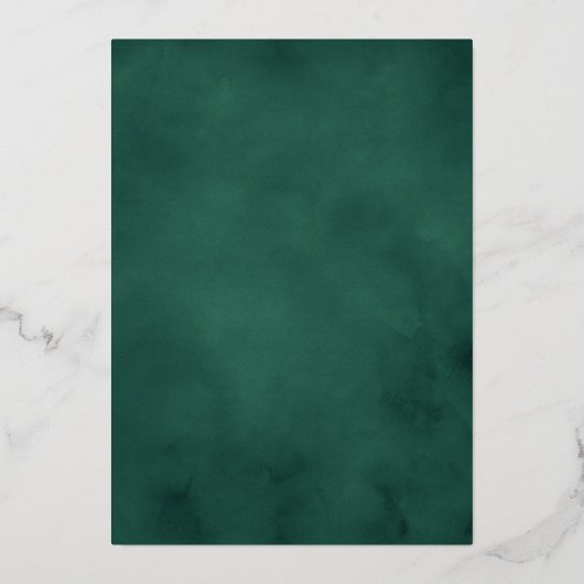 エレガント冬エバ結婚グリーン金ゴールド 箔招待状 (裏面)