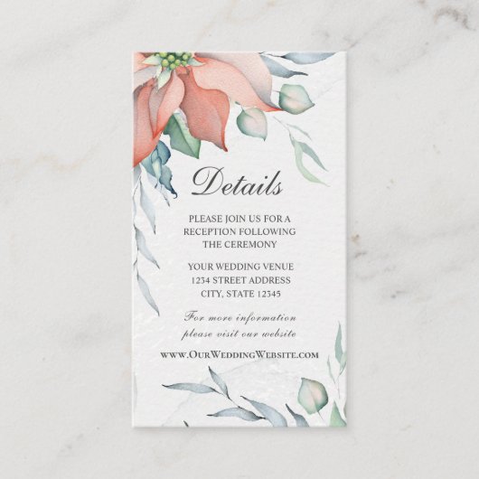 エレガント冬クリスマスホリデーウォーター色フローラ エンクロージャーカード (正面)