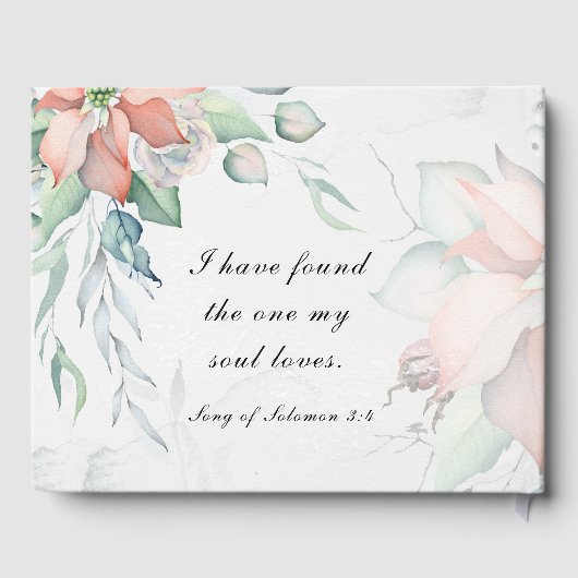 エレガント冬クリスマスホリデーウォーター色フローラ ゲストブック (裏面)