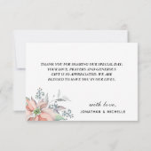 エレガント冬クリスマスホリデーウォーター色フローラ サンキューカード (裏面)