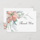 エレガント冬クリスマスホリデーウォーター色フローラ サンキューカード (正面/裏面)