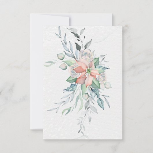 エレガント冬クリスマスホリデーウォーター色フローラ 出欠カード (裏面)