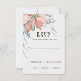 エレガント冬クリスマスホリデーウォーター色フローラ 出欠カード