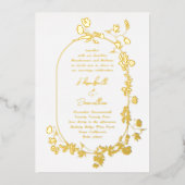 エレガント冬フレームリースフローラ銀箔Inv 箔招待状 (正面)